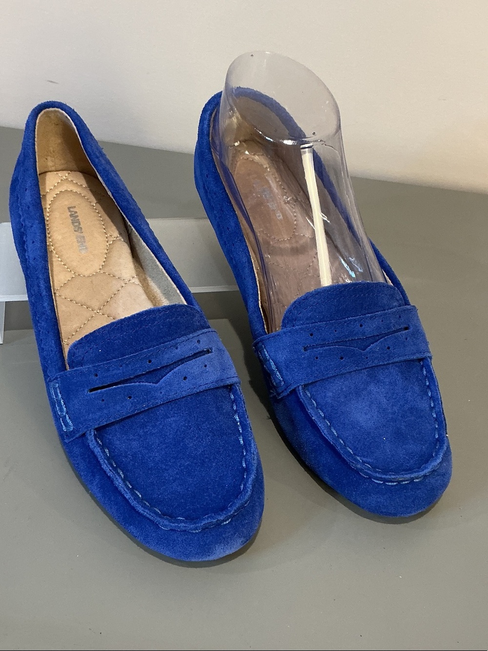 Lands' End Women's Cobalt Blue Suede Penny Loafers, size 6.5